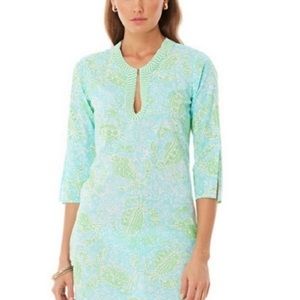 Lilly Pulitzer Cortney Tunic Dress Spa Blue Get Crackin print xl women’s